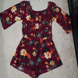 Maroon Floral Printed Romper